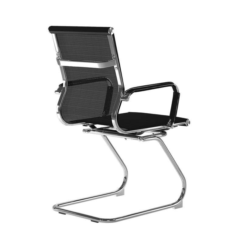 Aura Contemporary Medium Back Mesh Visitor Chair With Chrome Frame