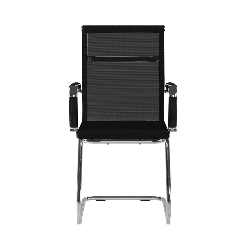 Aura Contemporary Medium Back Mesh Visitor Chair With Chrome Frame