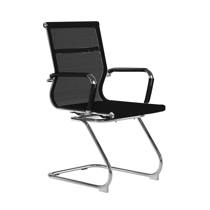 Aura Contemporary Medium Back Mesh Visitor Chair With Chrome Frame