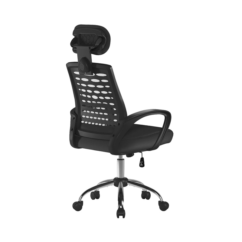 Sigma High Back Mesh Chair With Height Adjustable Headrest & Fixed Arms - Black