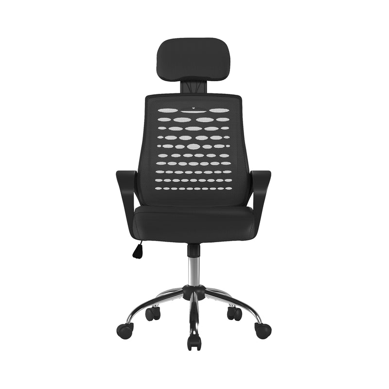 Sigma High Back Mesh Chair With Height Adjustable Headrest & Fixed Arms - Black