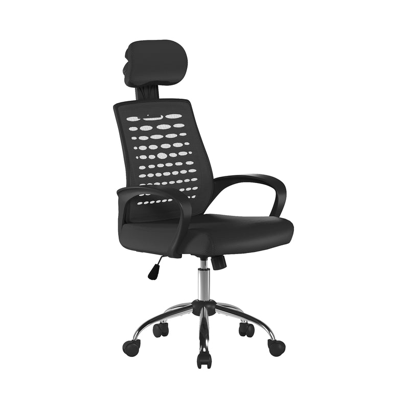 Sigma High Back Mesh Chair With Height Adjustable Headrest & Fixed Arms - Black