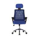 Sigma High Back Mesh Chair With Height Adjustable Headrest & Fixed Arms - Blue - NWOF
