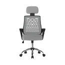 Sigma High Back Mesh Chair With Height Adjustable Headrest & Fixed Arms - Grey - NWOF