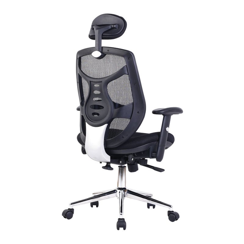 Polaris High Back Mesh Synchronous Executive Chair With Adjustable Headrest & Chrome Base - NWOF