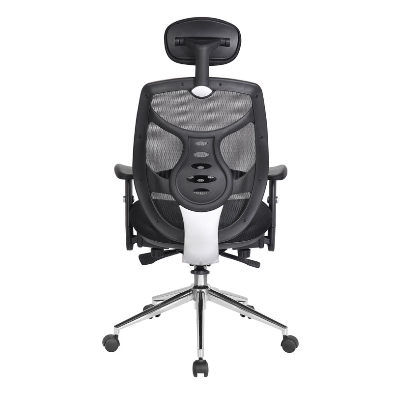 Polaris High Back Mesh Synchronous Executive Chair With Adjustable Headrest & Chrome Base - NWOF