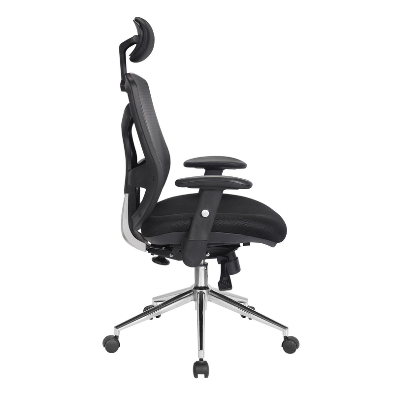 Polaris High Back Mesh Synchronous Executive Chair With Adjustable Headrest & Chrome Base - NWOF