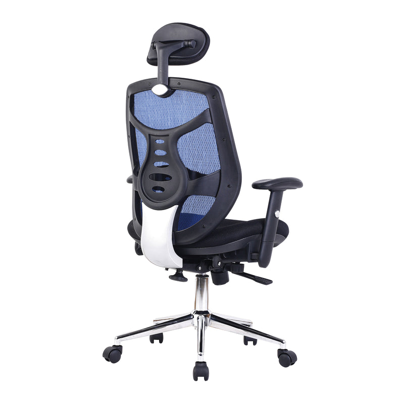 Polaris High Back Mesh Synchronous Executive Chair With Adjustable Headrest & Chrome Base - NWOF