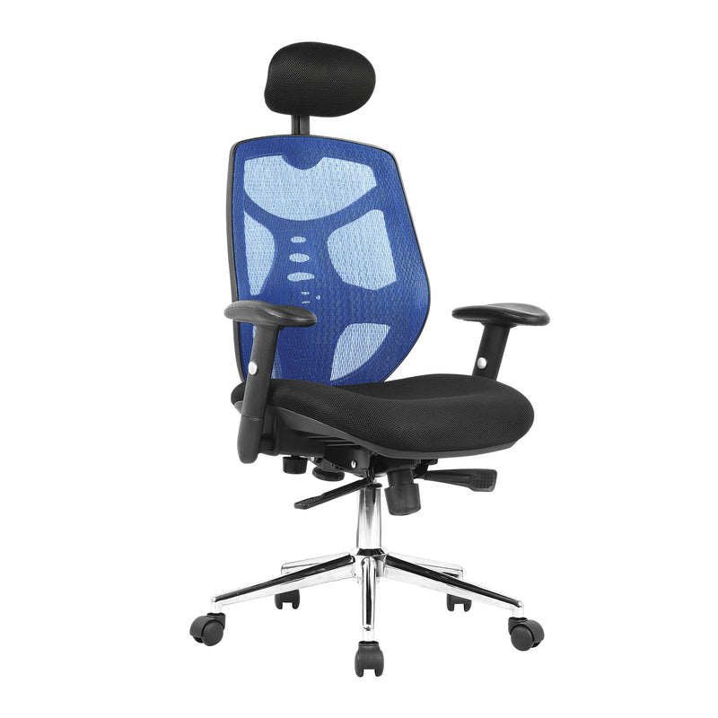 Polaris High Back Mesh Synchronous Executive Chair With Adjustable Headrest & Chrome Base - NWOF