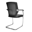 Nexus Medium Back Two Tone Designer Mesh Visitor Chair - Black Vinyl - NWOF
