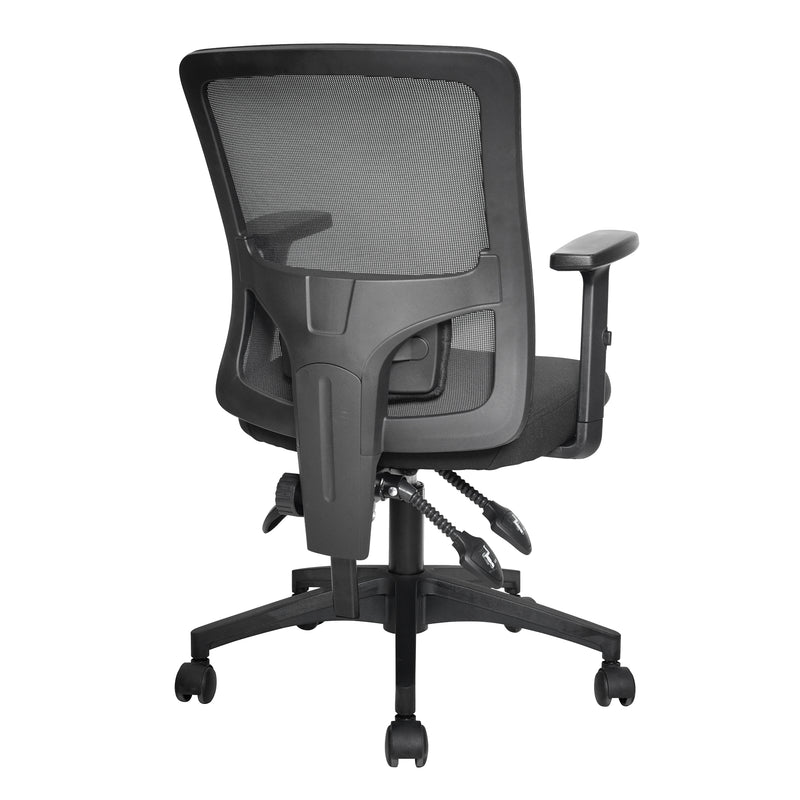 Barri Medium Back 3 Lever Mesh Task Chair With Fabric Seat - Black - NWOF