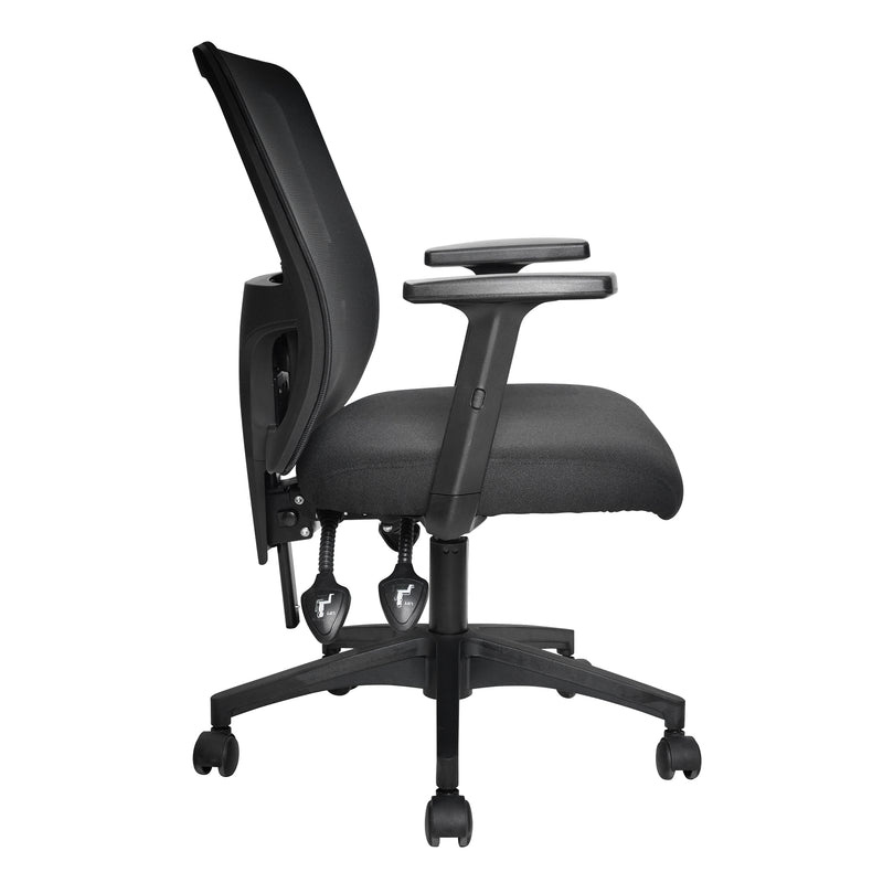 Barri Medium Back 3 Lever Mesh Task Chair With Fabric Seat - Black - NWOF