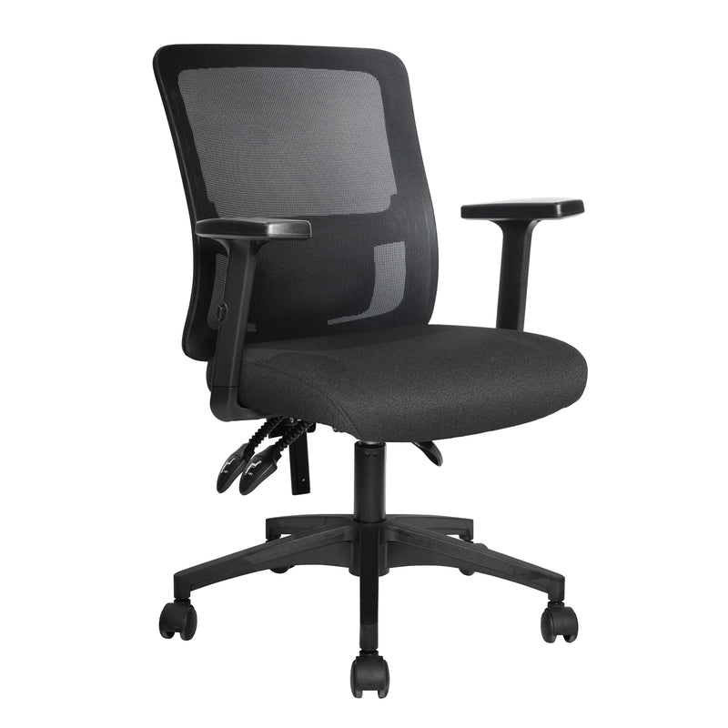 Barri Medium Back 3 Lever Mesh Task Chair With Fabric Seat - Black - NWOF