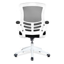 Luna Designer Medium Back Mesh Chair With White Shell and Folding Arms - NWOF