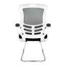 Luna Designer Medium Back Mesh Cantilever Chair With White Shell & Folding Arms - NWOF