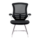 Luna Designer Medium Back Mesh Cantilever Chair With White Shell & Folding Arms - NWOF