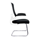 Luna Designer Medium Back Mesh Cantilever Chair With White Shell & Folding Arms - NWOF