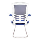 Luna Designer Medium Back Mesh Cantilever Chair With White Shell & Folding Arms - NWOF