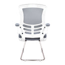 Luna Designer Medium Back Mesh Cantilever Chair With White Shell & Folding Arms - NWOF