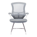 Luna Designer Medium Back Mesh Cantilever Chair With White Shell & Folding Arms - NWOF