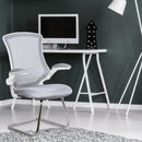 Luna Designer Medium Back Mesh Cantilever Chair With White Shell & Folding Arms - NWOF