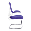 Luna Designer Medium Back Mesh Cantilever Chair With White Shell & Folding Arms - NWOF