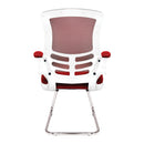 Luna Designer Medium Back Mesh Cantilever Chair With White Shell & Folding Arms - NWOF