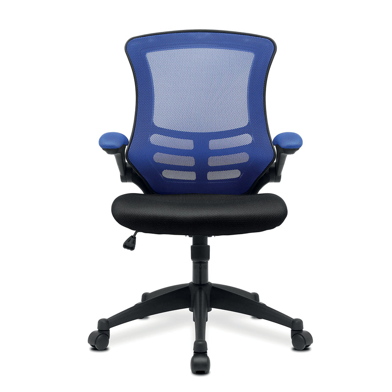 Luna Designer Medium Back Two Tone Mesh Chair With Folding Arms - NWOF