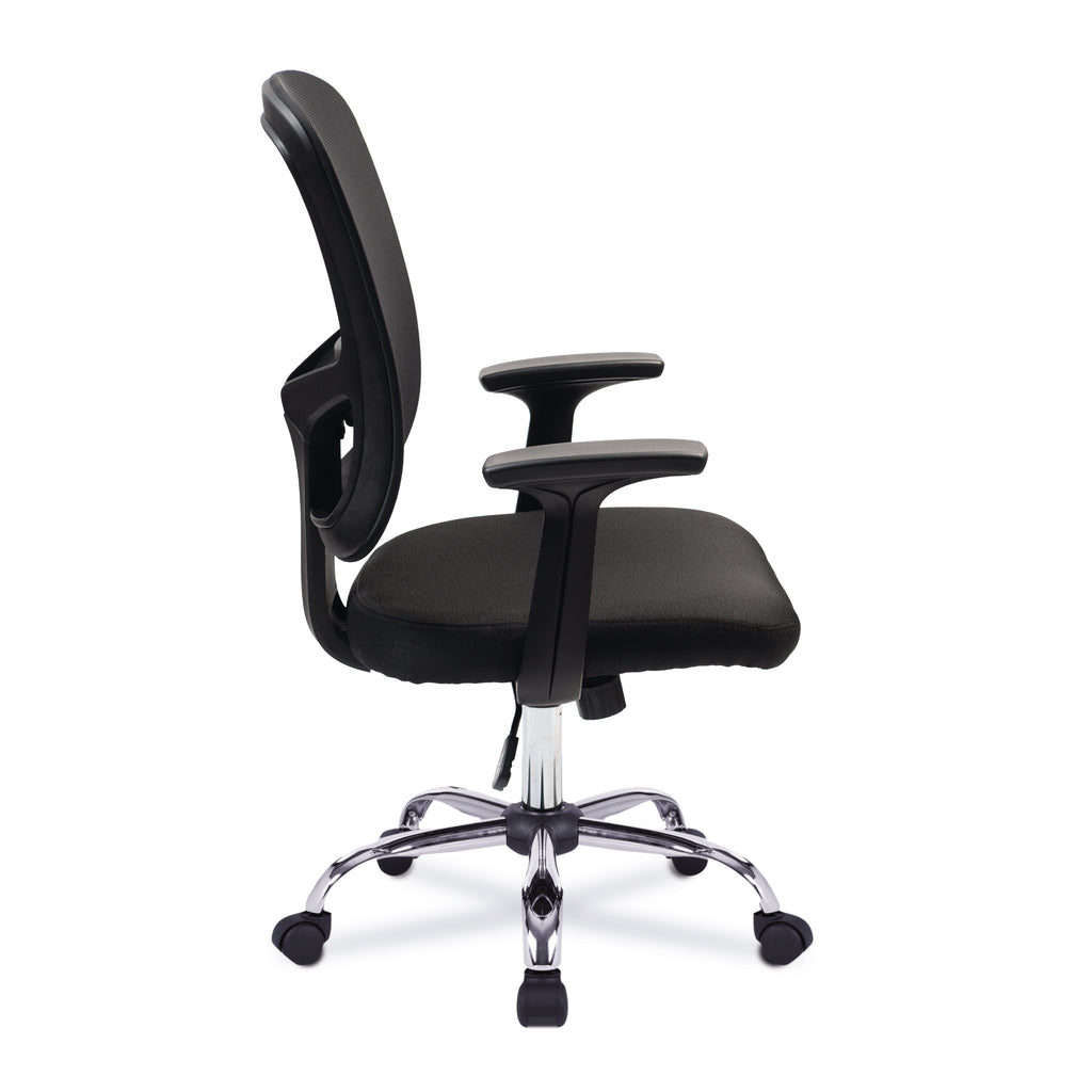 Crusader Medium Back Mesh Chair With Black Frame Chrome Base – Black - NWOF