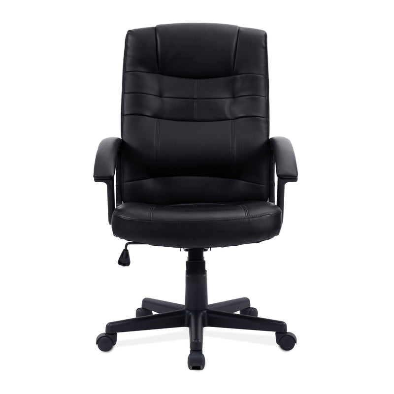 Darwin High Back Leather Effect Executive Chair – Black - NWOF