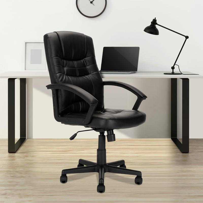 Darwin High Back Leather Effect Executive Chair – Black - NWOF