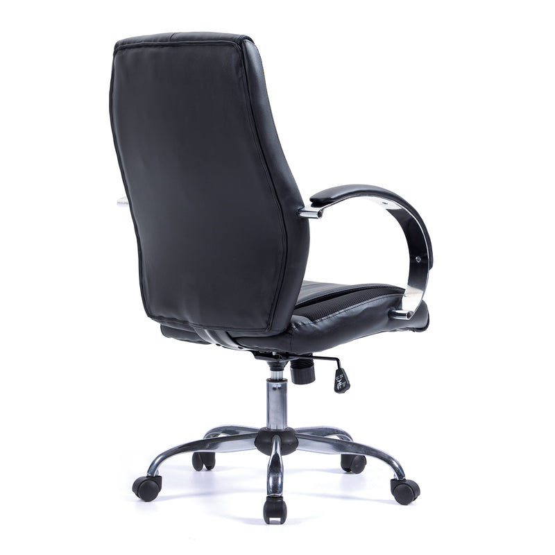 Hastings High Back Bonded Leather Managers Chair With Mesh Panel Detailing - NWOF