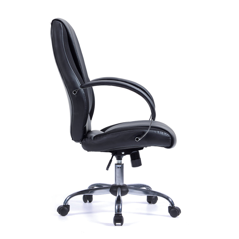 Hastings High Back Bonded Leather Managers Chair With Mesh Panel Detailing - NWOF