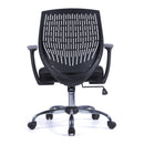 Ultra Medium Back Sturdy & Flexible Designer Chair With Chrome Base - Black - NWOF