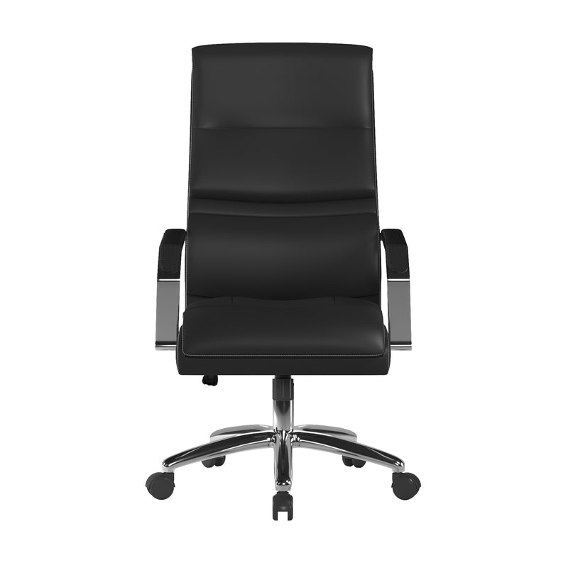 Patriot Leather Effect Managers Chair With Padded Lumbar Support & Headrest - Black