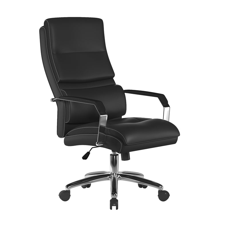 Patriot Leather Effect Managers Chair With Padded Lumbar Support & Headrest - Black