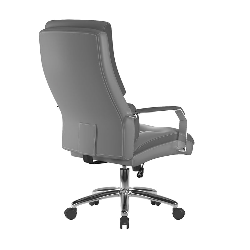 Patriot Leather Effect Managers Chair With Padded Lumbar Support & Headrest - Grey