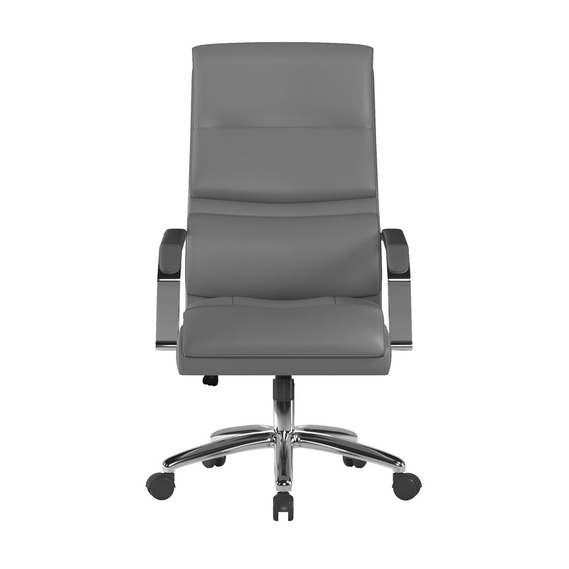 Patriot Leather Effect Managers Chair With Padded Lumbar Support & Headrest - Grey