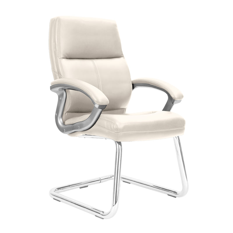 Greenwich High Back Leather Effect Executive Visitor Armchair With Contoured Design Backrest & Chrome Base - NWOF