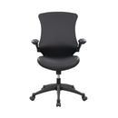 Nautilus Designs Luna PU medium back managers chair with black upholstery, ergonomic design, and adjustable armrests.
