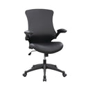 Nautilus Designs Luna PU Medium Back Managers Chair with black upholstery, adjustable armrests, and ergonomic design.