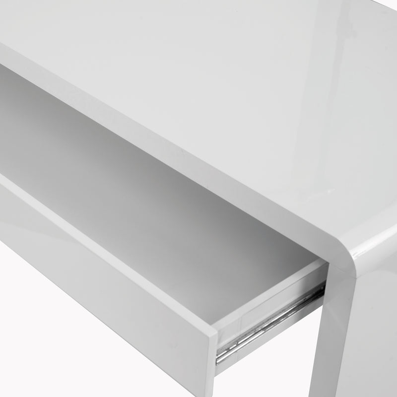 Nordic Compact & Curvaceous High Gloss Workstation With Spacious Storage Drawer - NWOF
