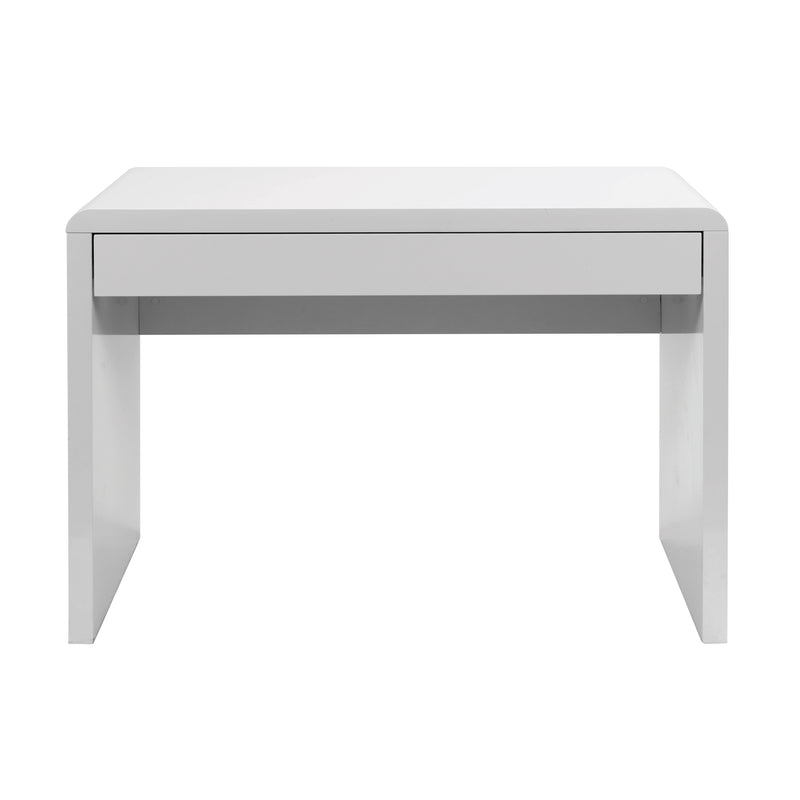 Nordic Compact & Curvaceous High Gloss Workstation With Spacious Storage Drawer - NWOF