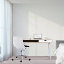 Tromso Compact Workstation With White Legs, Stylish Complementing Drawer & Open Storage Compartment - NWOF