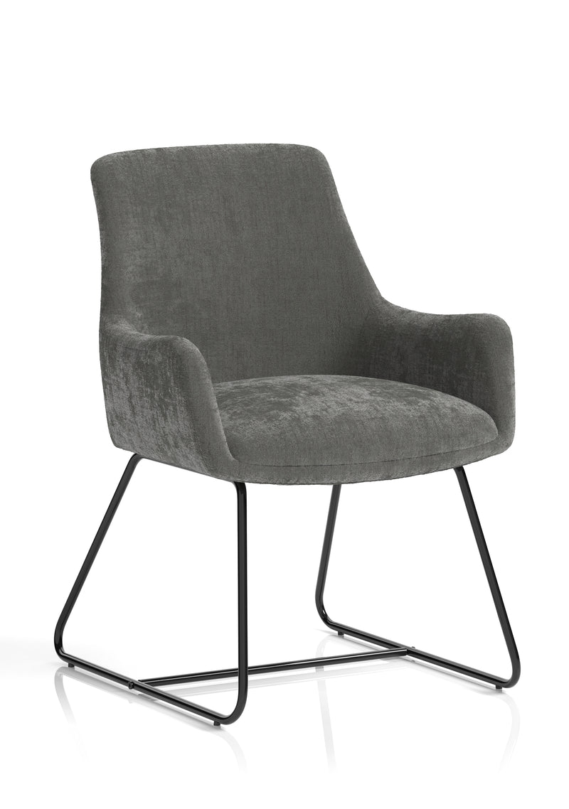 Quote Sled Base Office Reception Chair - Grey Velour