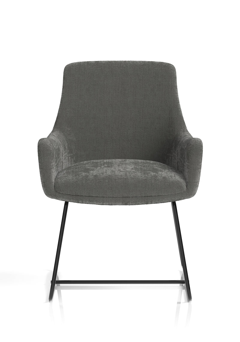Quote Sled Base Office Reception Chair - Grey Velour