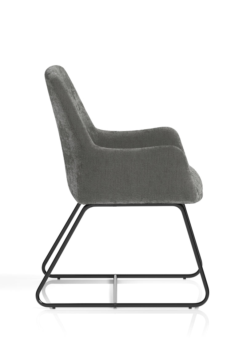 Quote Sled Base Office Reception Chair - Grey Velour