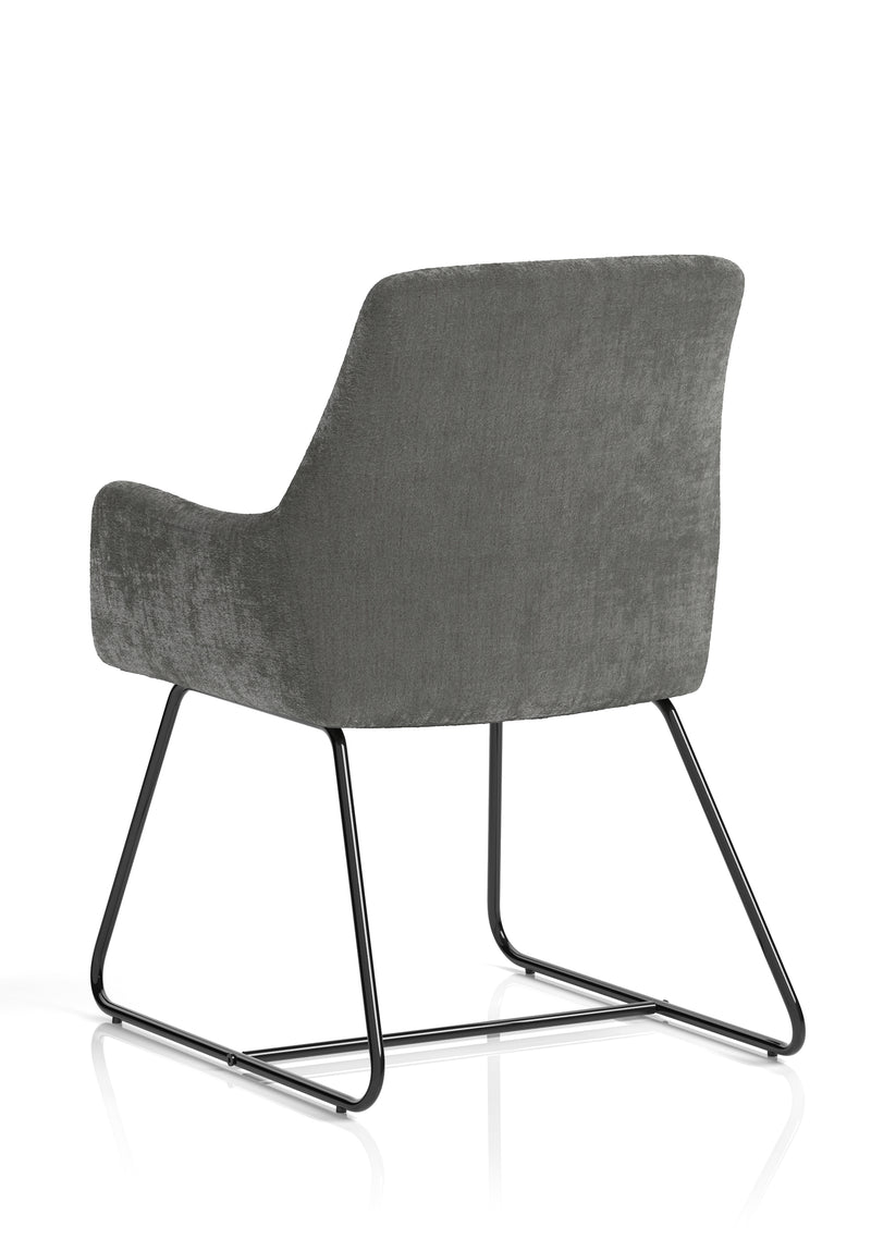 Quote Sled Base Office Reception Chair - Grey Velour