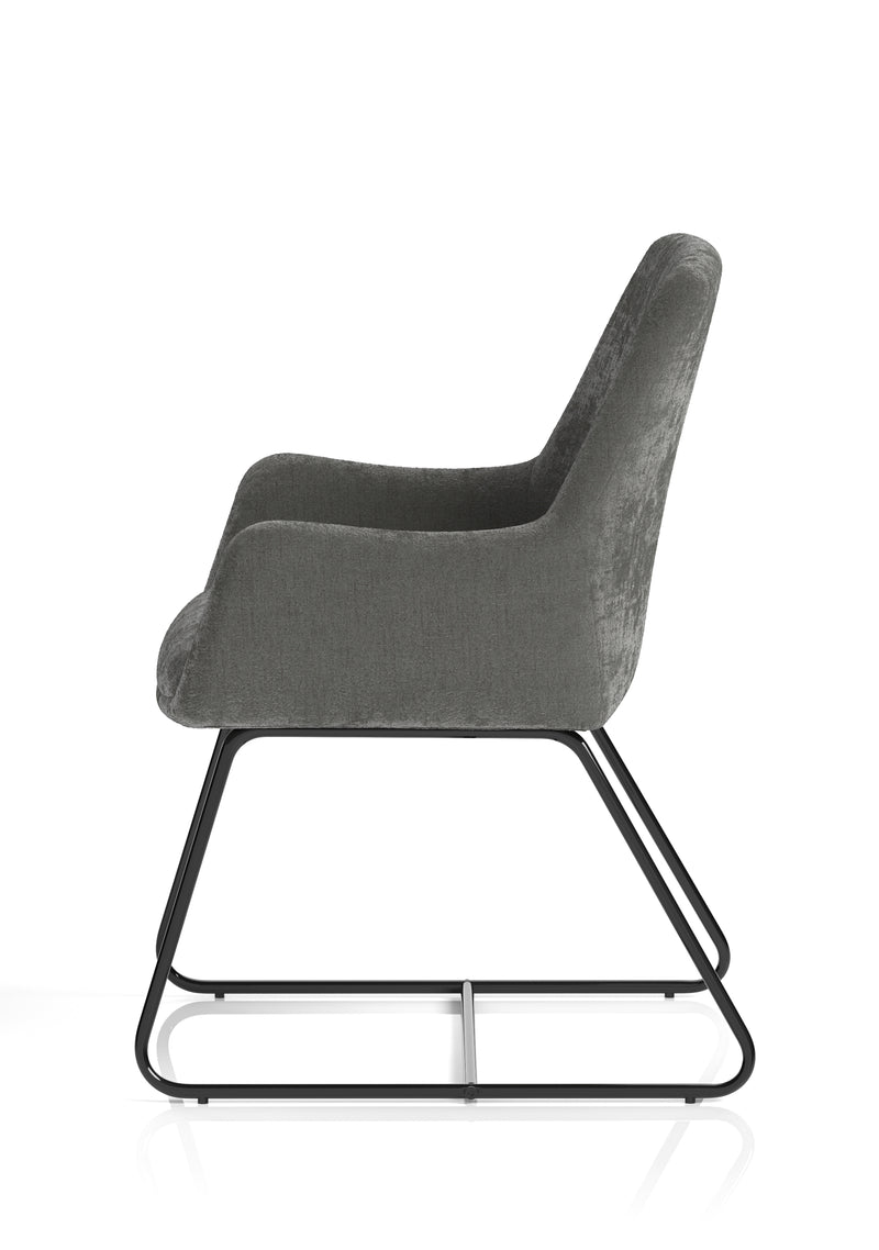 Quote Sled Base Office Reception Chair - Grey Velour