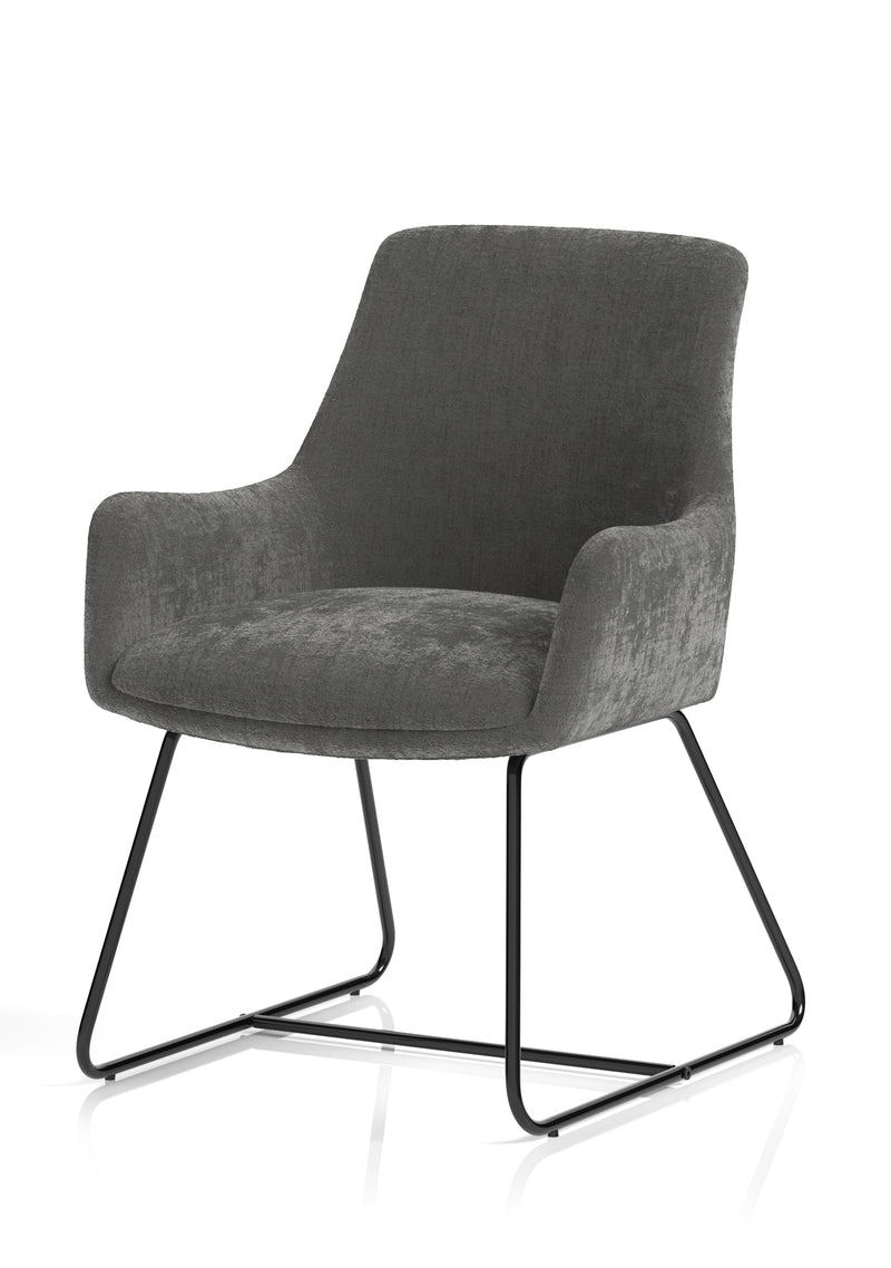 Quote Sled Base Office Reception Chair - Grey Velour